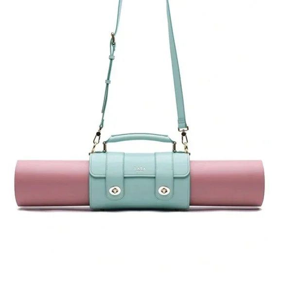 Saia London The Emmeline Yoga Mat Bag Teal New Vegan Faux Leather Shoulder Strap - Picture 2 of 16